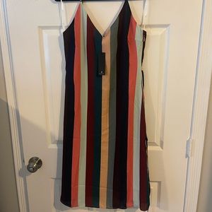 Erina Mauve Multi Stripe Belted Midi Slip Dress